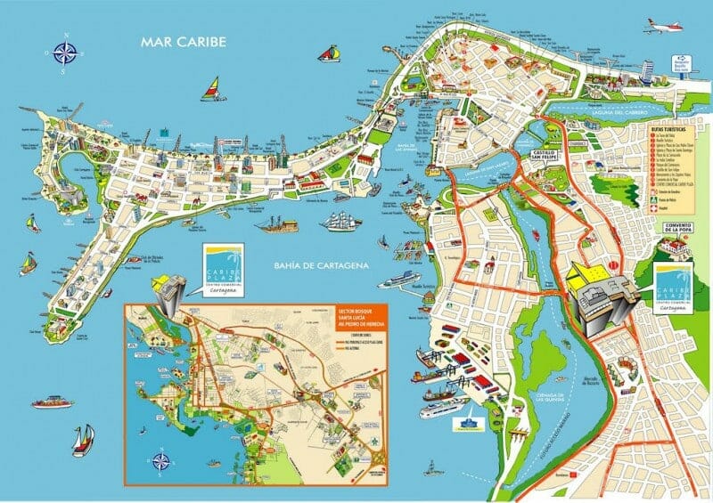 carte touristique baie de cartagène colombie