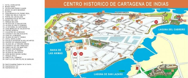 carte touristique cartagène colombie