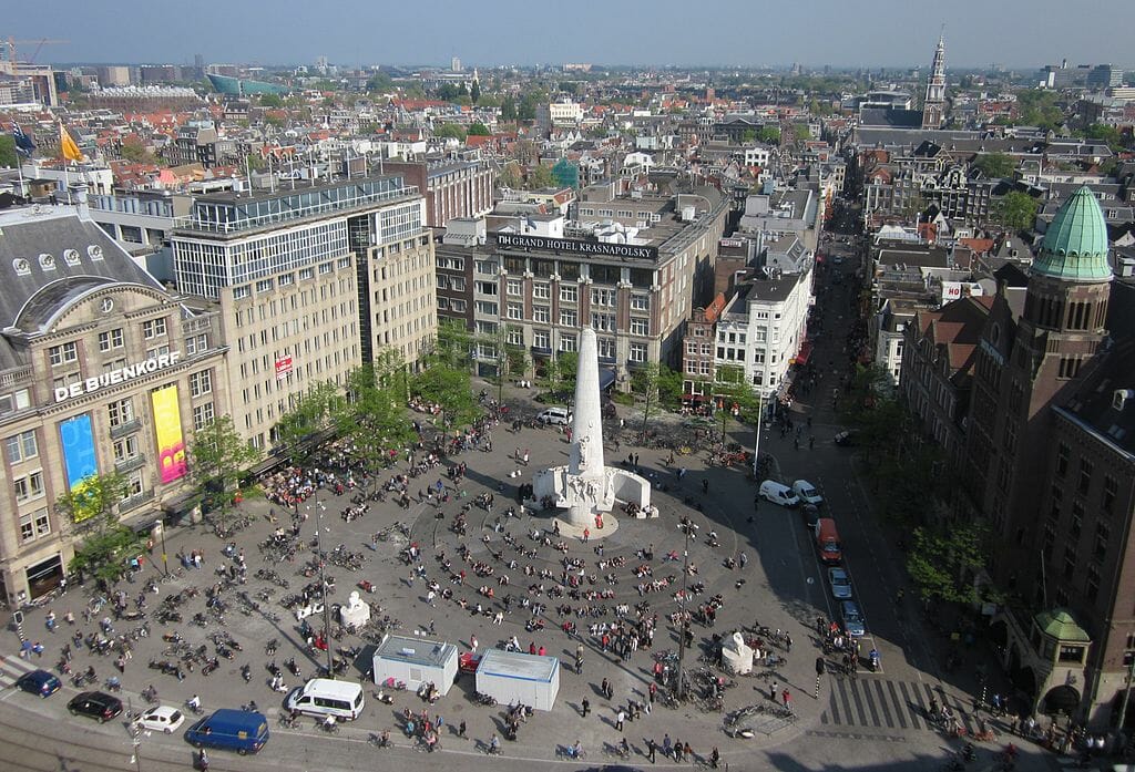 place_dam_amsterdam_vue_aerienne place dam amsterdam vue aerienne