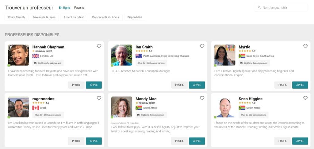 trouver professeur anglais cambly