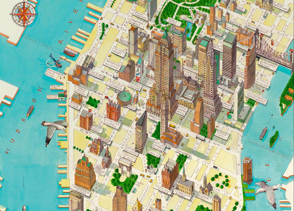 apercu plan new york illustre vol oiseau