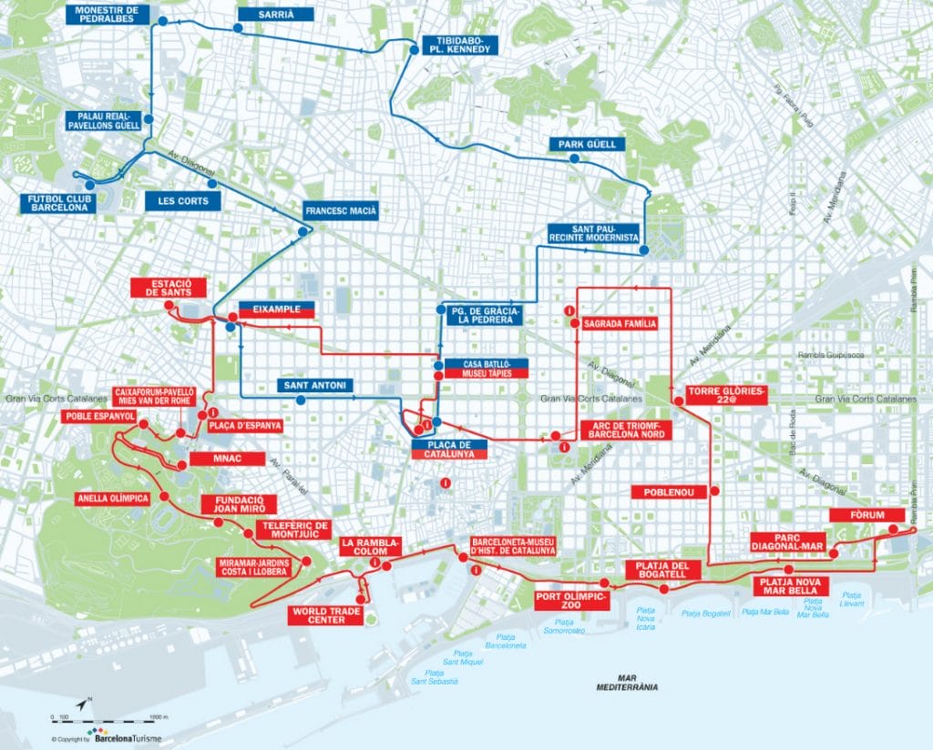 barcelone bus touristique hola carte route