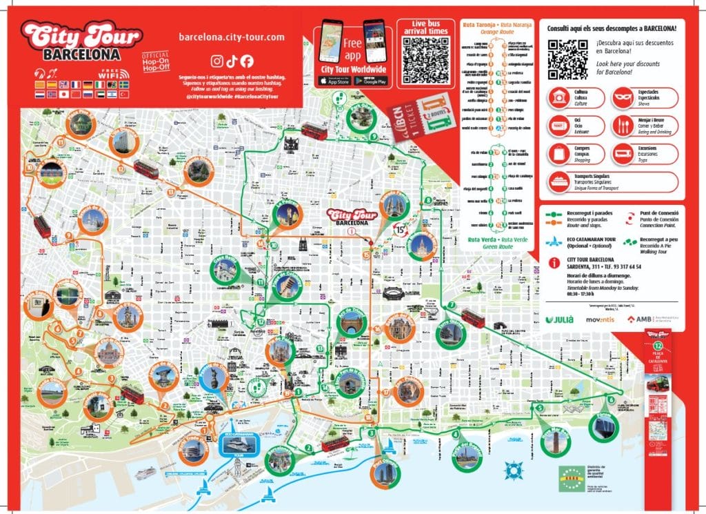 carte barcelone imprimer big bus monuments lieux interets