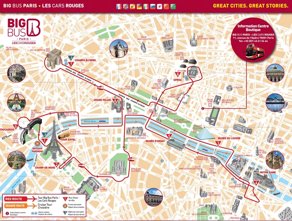carte paris imprimer big bus car rouge