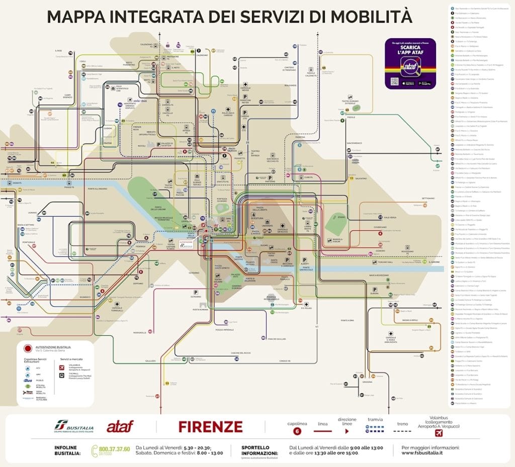 carte florence bus route arret