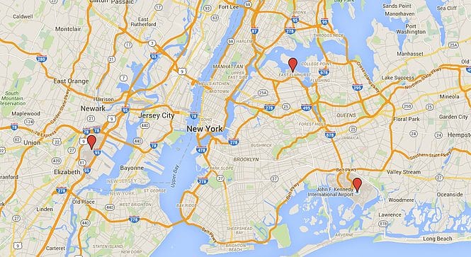 carte aeroports new york google map