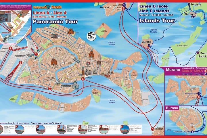 carte venise bateau hop on hop off citysightseeing touristique