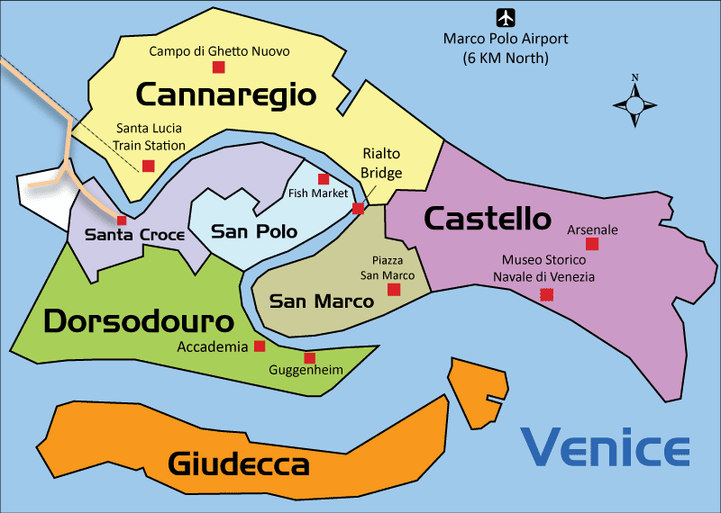 carte venise quartiers sestieri