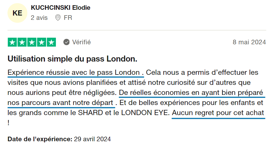 Londres Explorer Pass avis trustpilot