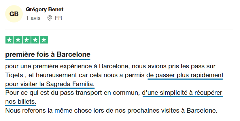 Avis Barcelona Pass client trustpilot