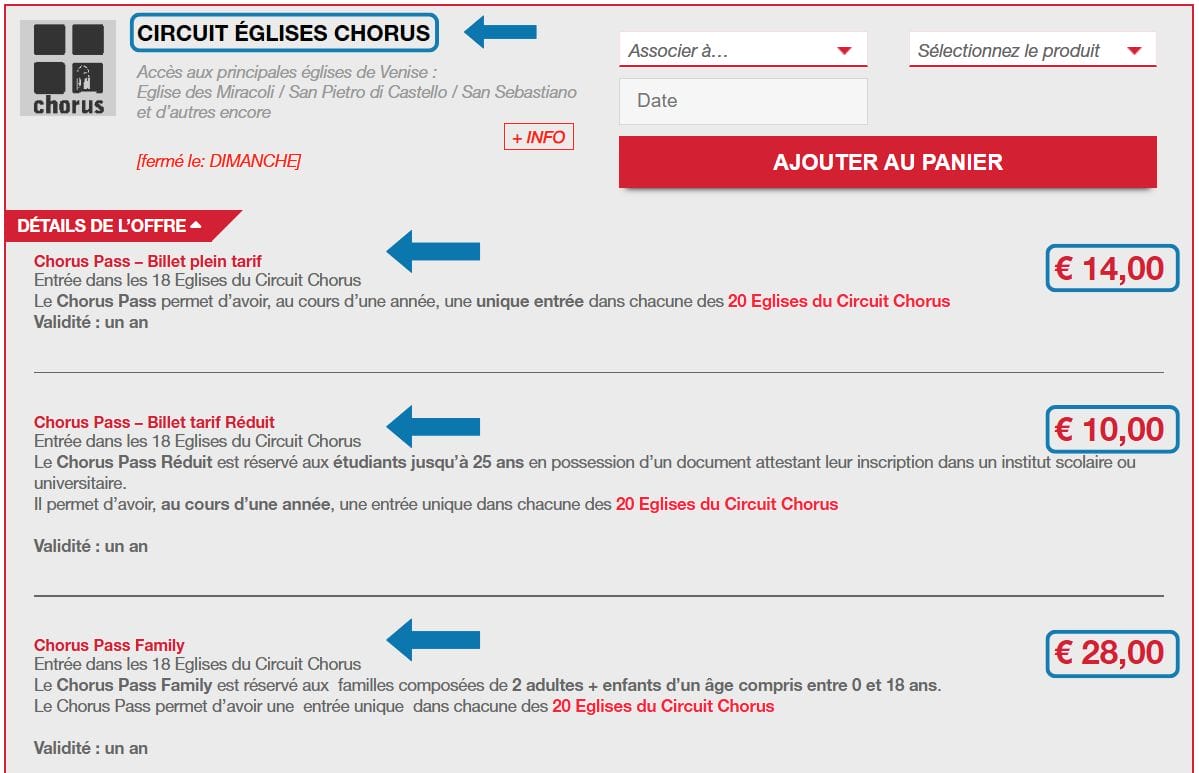 Prix Chorus Pass Venise