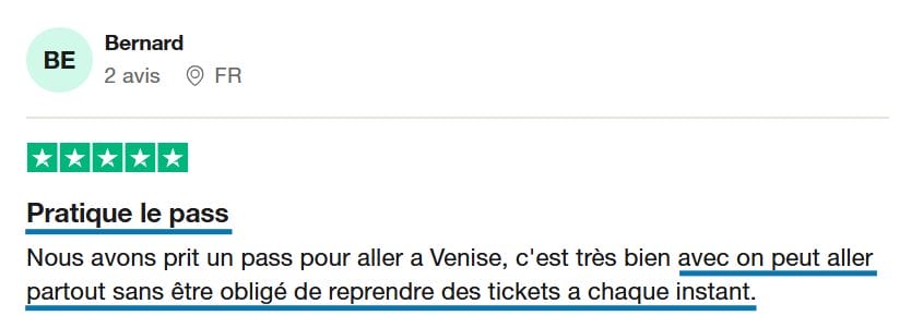 Avis Venise Digital Pass avis client