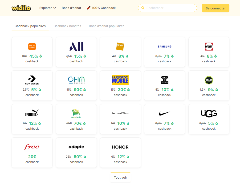 Comparaison avec d’autres sites de cashback