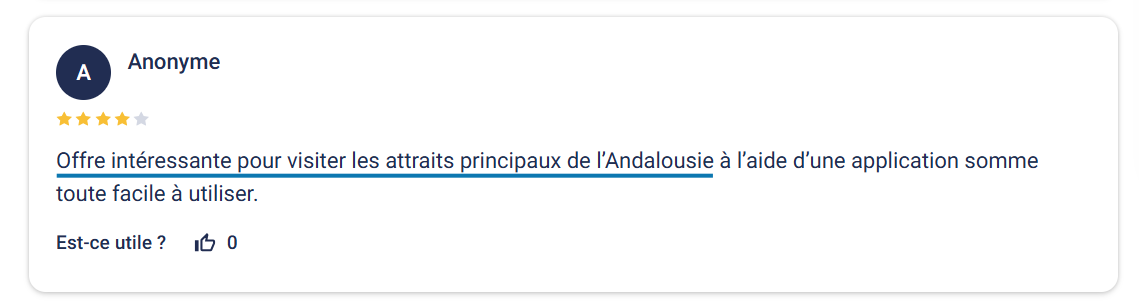 Pass Andalousie tiqets avis client