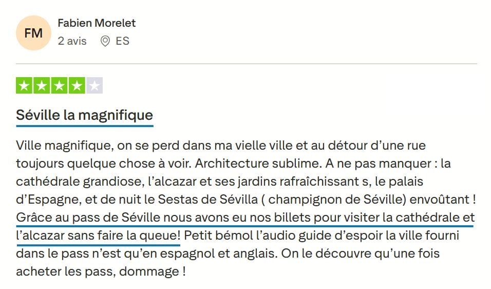 Seville Pass avis client