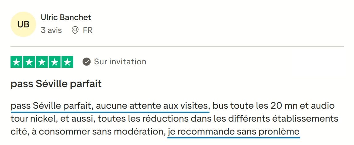 Seville Pass client trustpilot