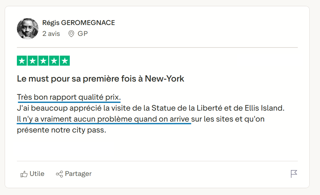 New York CityPass Avis trustpilot client