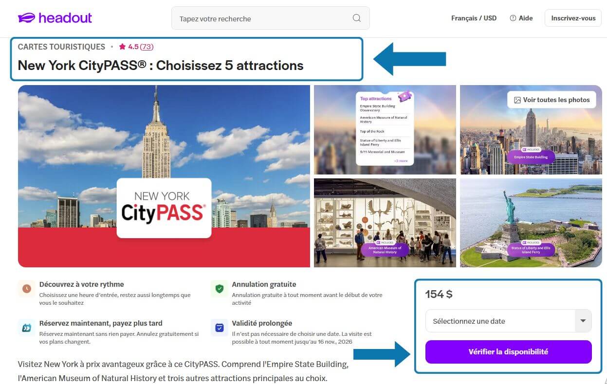 New York CityPass prix headout