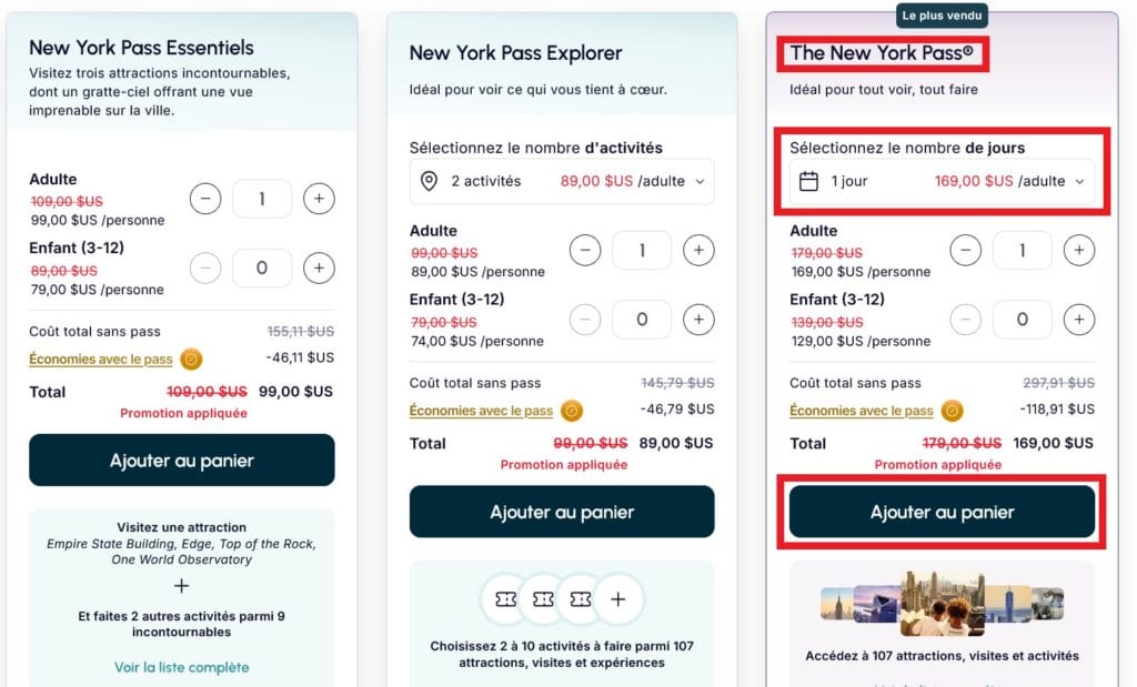 utiliser code reduction The New York Pass actif