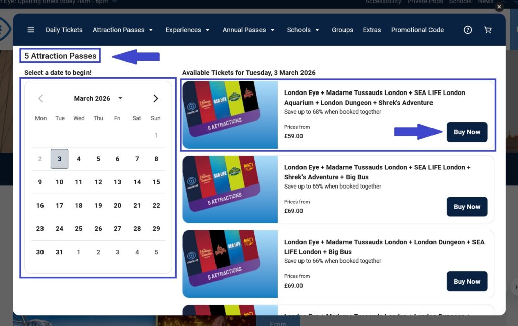 prix merlin pass magical london eye nouveau