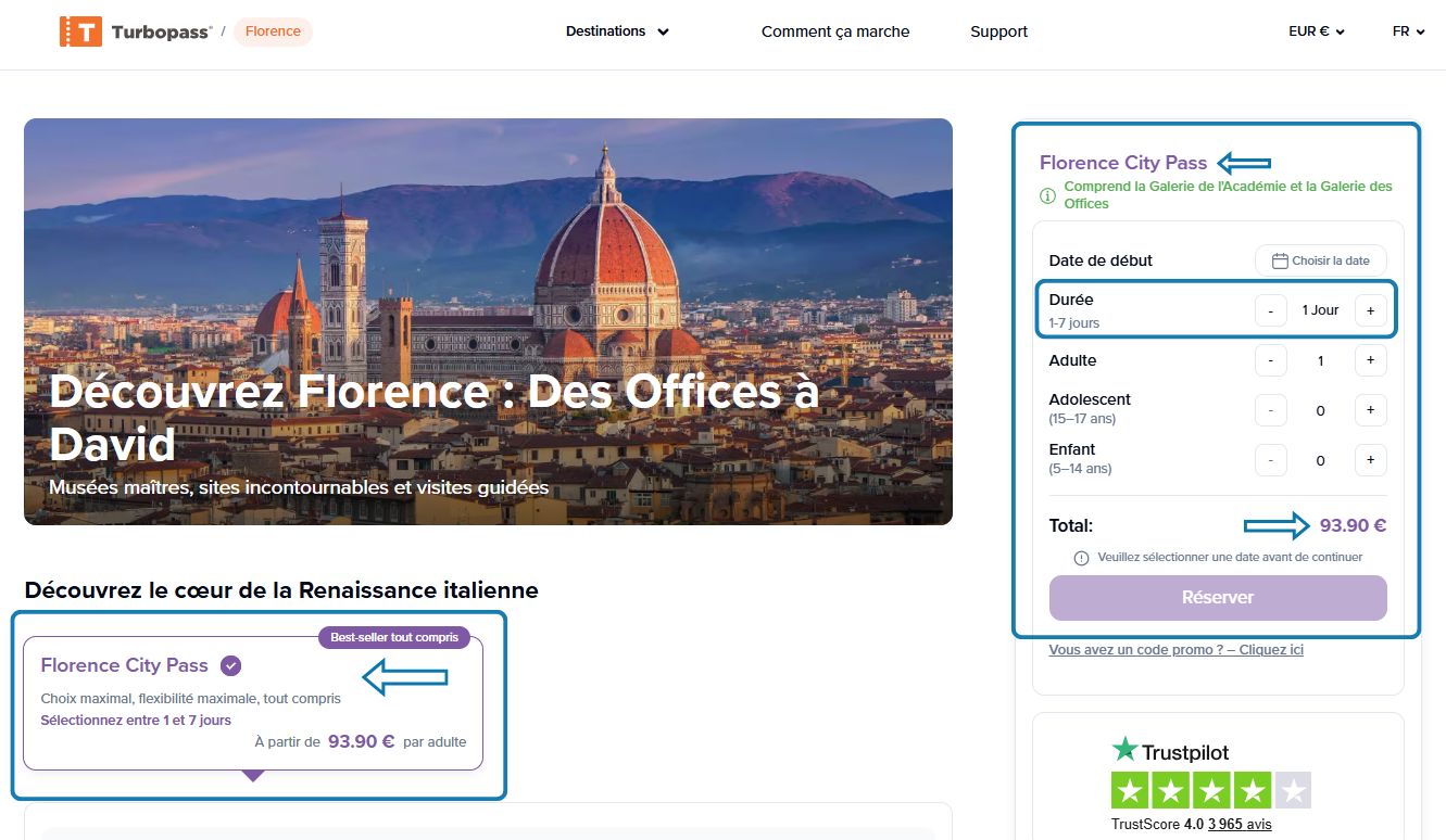page turbopass florence acheter reservation nouveau prix